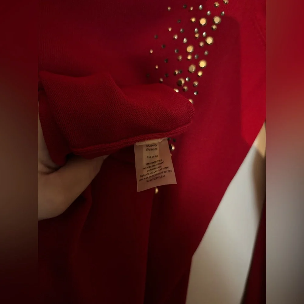 Calvin Klein Scarlet Dress with Metallic Details - Picture 7 of 10